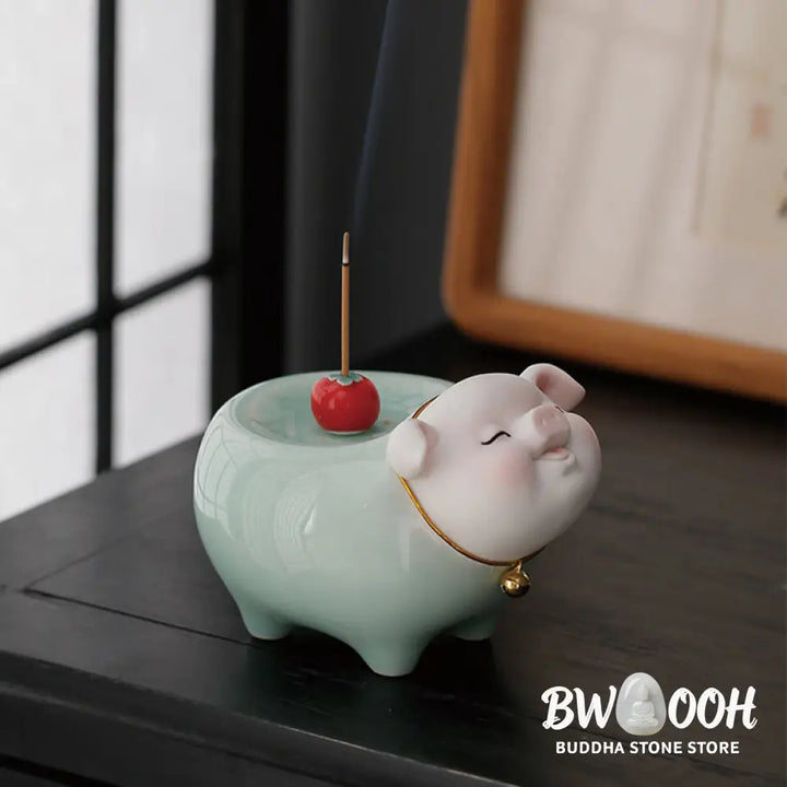 BWOOOH ceramic incense burner - Ceramic Little Pig Blessing Stick I