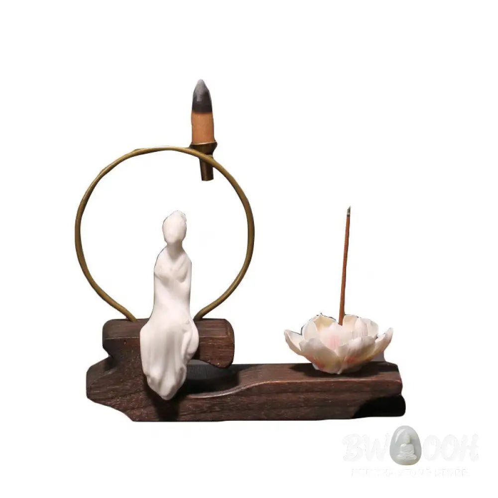 BWOOOH Ceramic Lotus Healing Meditation Incense Burner Decoration - Decorations Incense Burner