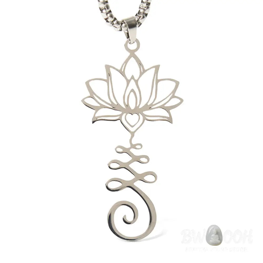 Buddha Stones Chakra Symbol Irregular Design Lotus Stainless Steel Enlightenment Necklace Pendant - BWOOOH - Necklaces