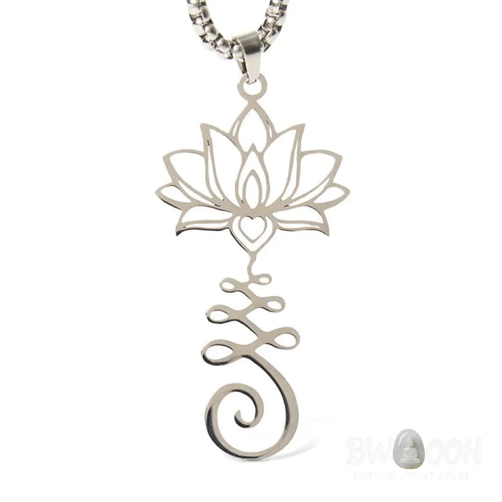 Buddha Stones Chakra Symbol Irregular Design Lotus Stainless Steel Enlightenment Necklace Pendant - BWOOOH - Necklaces