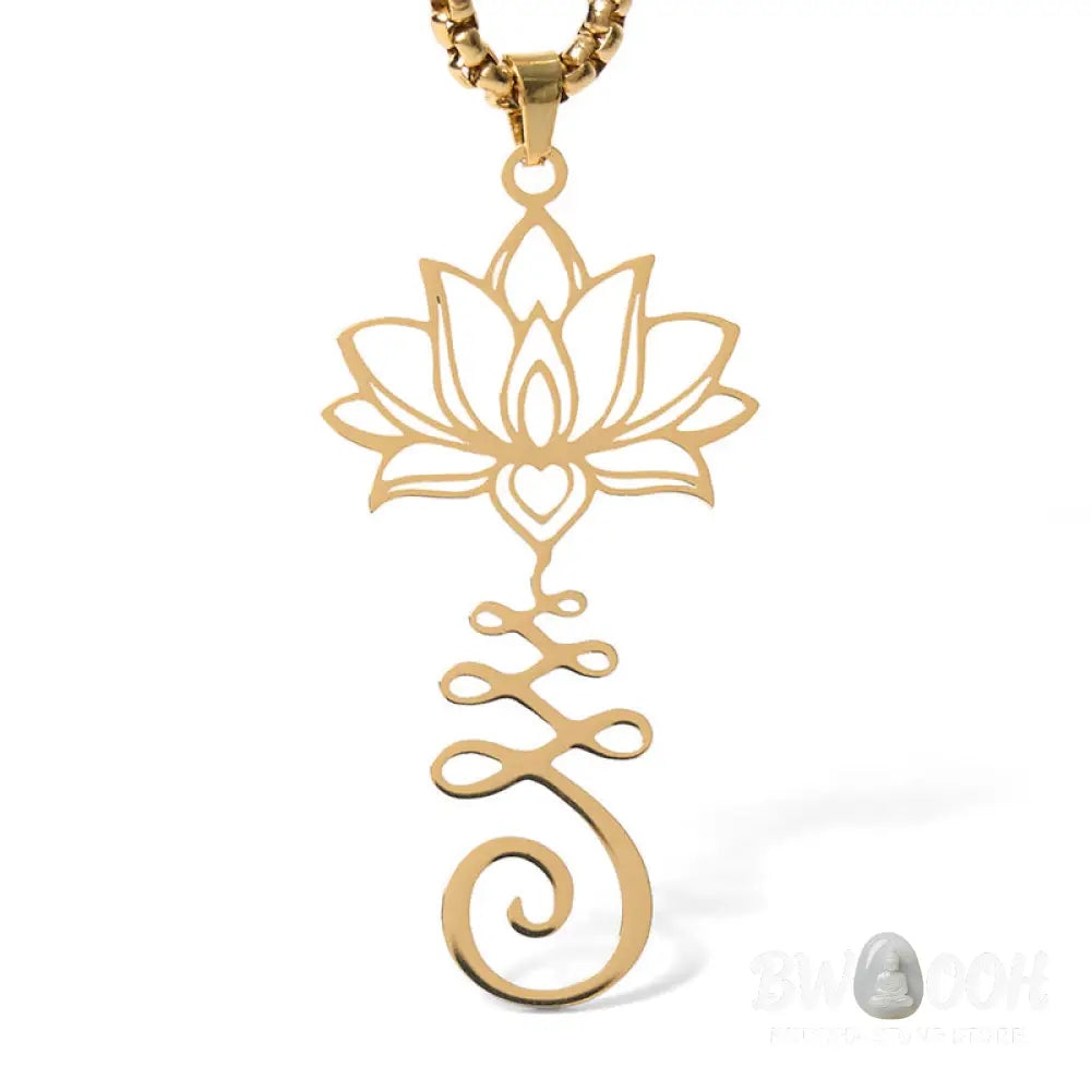 Buddha Stones Chakra Symbol Irregular Design Lotus Stainless Steel Enlightenment Necklace Pendant - BWOOOH - Necklaces
