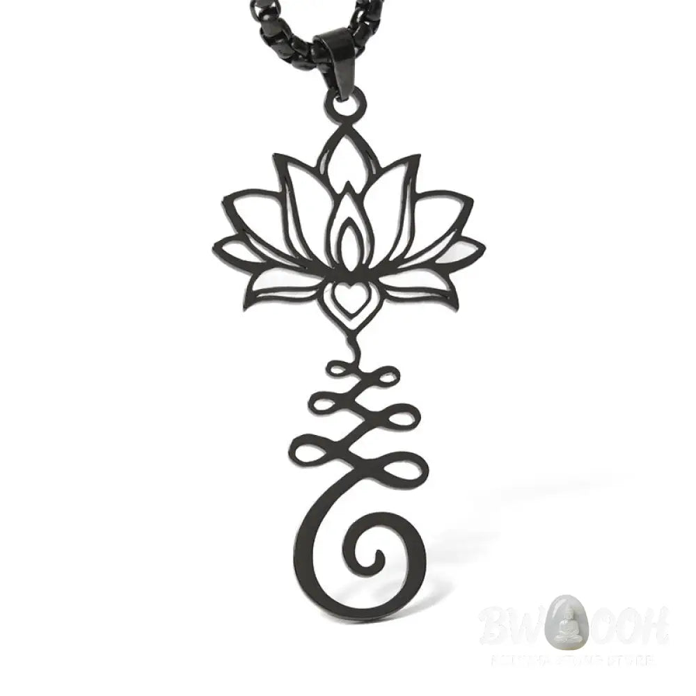 Buddha Stones Chakra Symbol Irregular Design Lotus Stainless Steel Enlightenment Necklace Pendant - BWOOOH - Necklaces