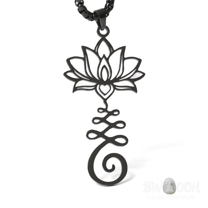 Buddha Stones Chakra Symbol Irregular Design Lotus Stainless Steel Enlightenment Necklace Pendant - BWOOOH - Necklaces