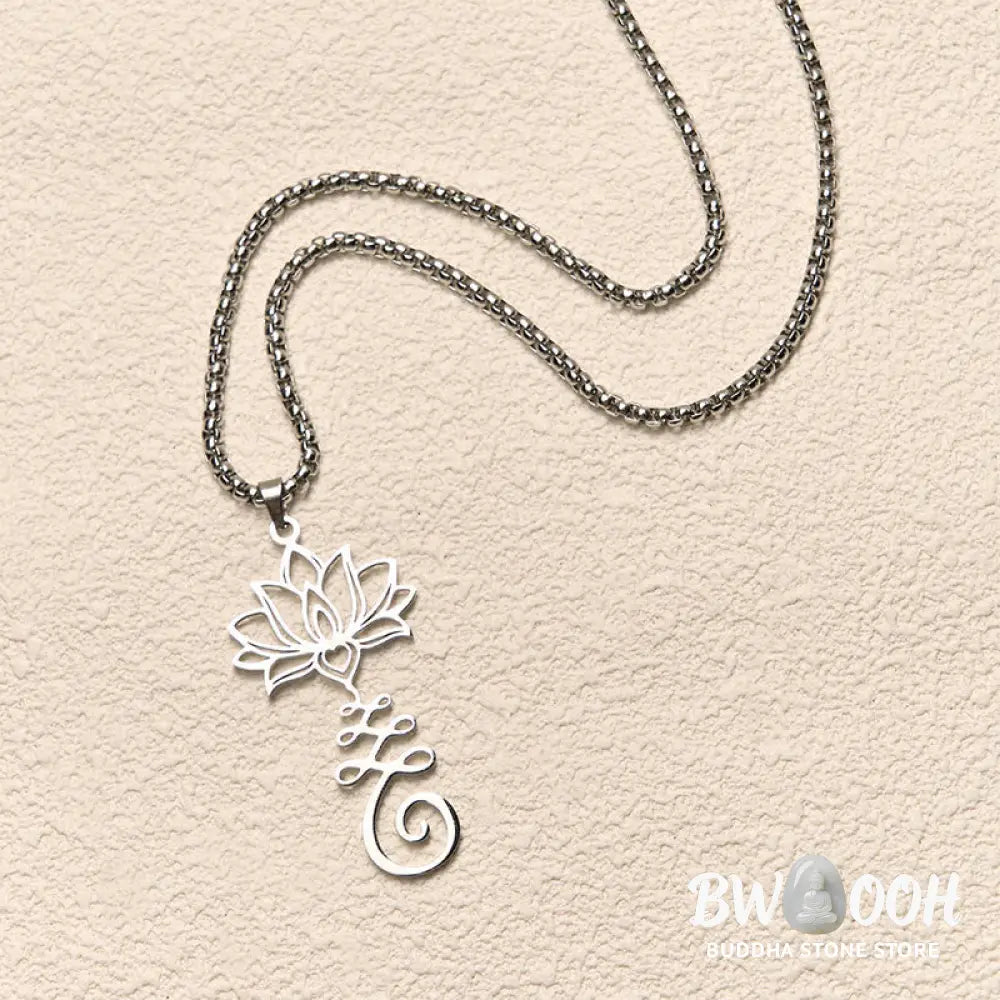 Buddha Stones Chakra Symbol Irregular Design Lotus Stainless Steel Enlightenment Necklace Pendant - BWOOOH - Necklaces