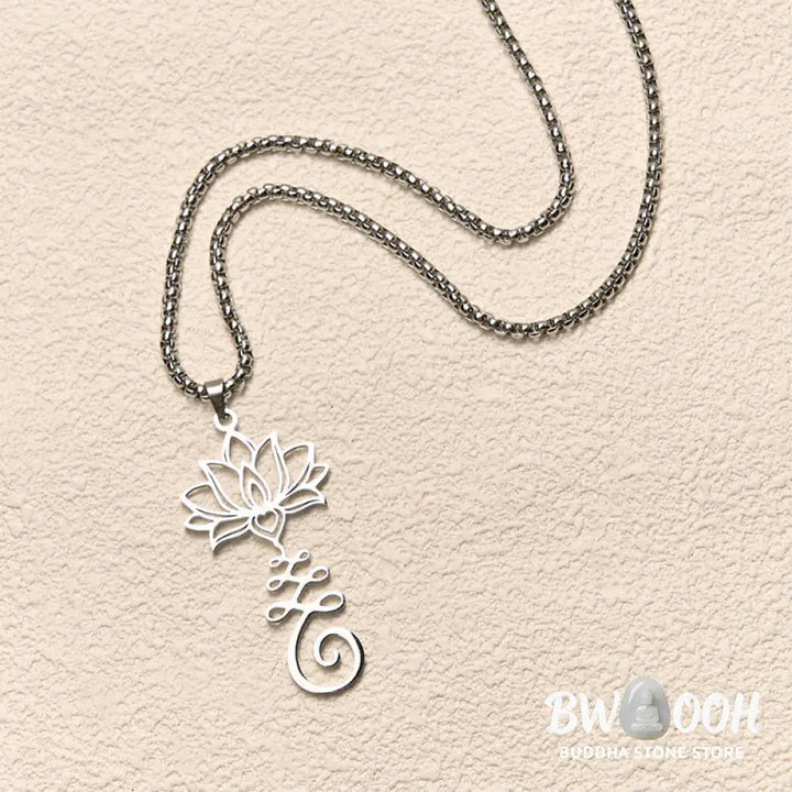 Buddha Stones Chakra Symbol Irregular Design Lotus Stainless Steel Enlightenment Necklace Pendant - BWOOOH - Necklaces