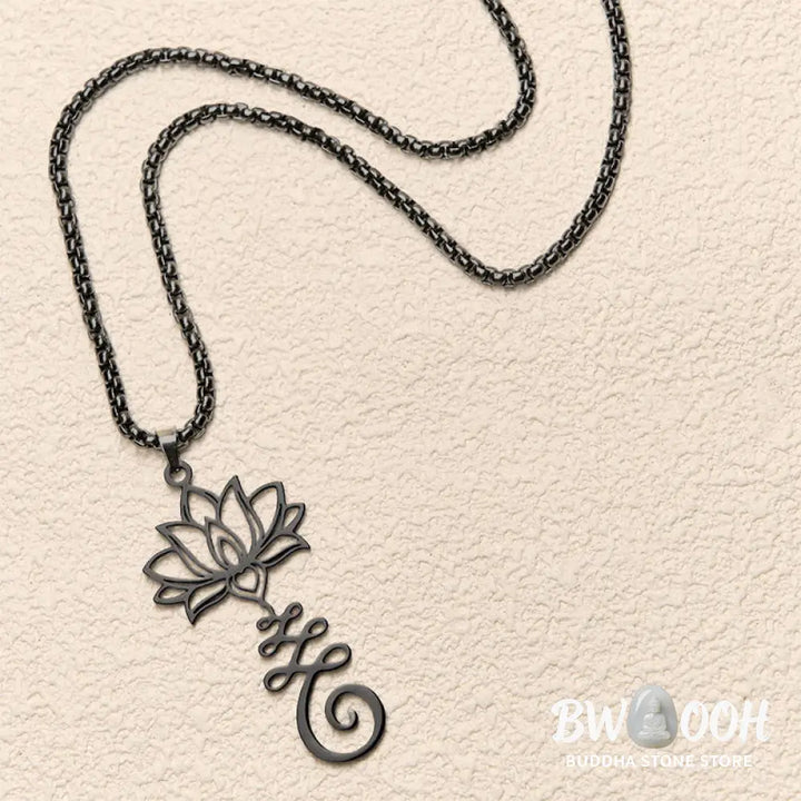 Buddha Stones Chakra Symbol Irregular Design Lotus Stainless Steel Enlightenment Necklace Pendant - BWOOOH - Necklaces