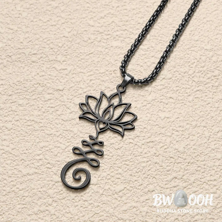 Buddha Stones Chakra Symbol Irregular Design Lotus Stainless Steel Enlightenment Necklace Pendant - BWOOOH - Necklaces