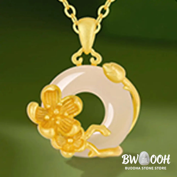 Buddha Stones Chalcedony 925 Sterling Silver Peace Buckle Flowers Necklace Pendant - BWOOOH - Necklaces &amp; Pendants