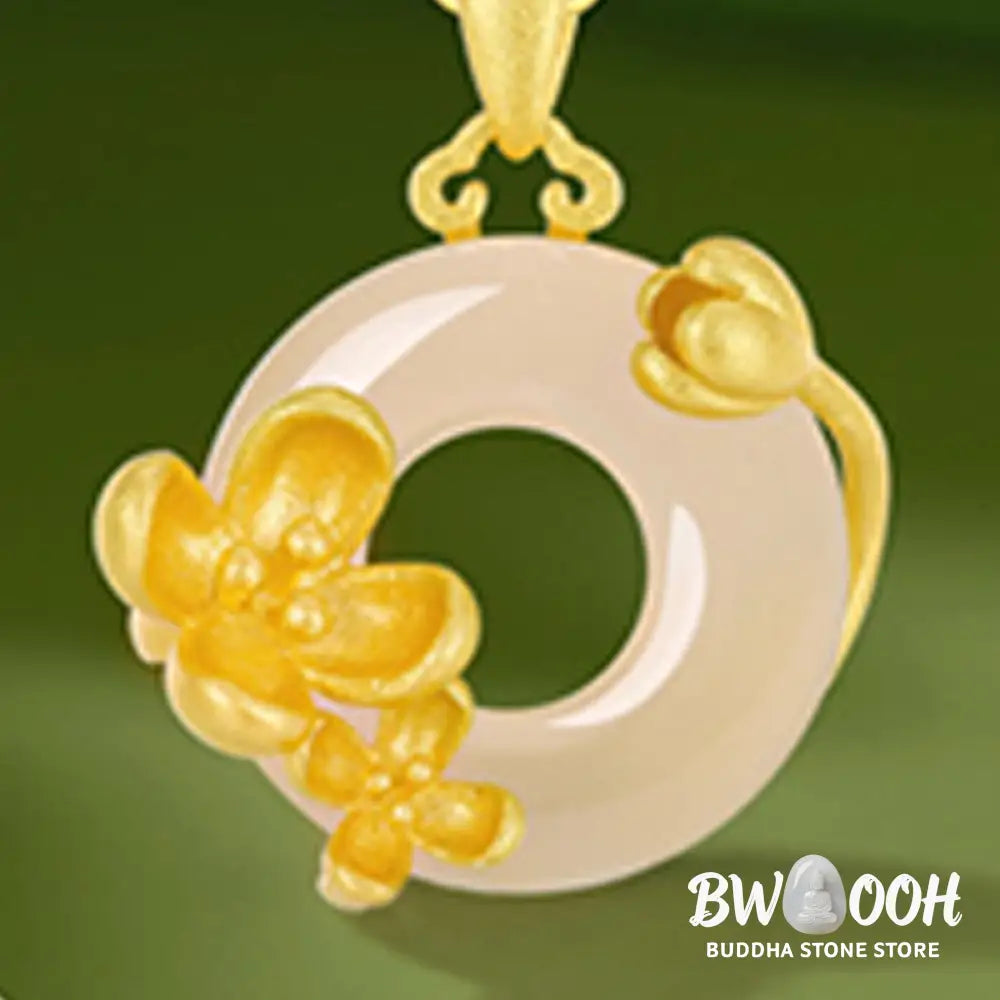 Buddha Stones Chalcedony 925 Sterling Silver Peace Buckle Flowers Necklace Pendant - BWOOOH - Necklaces &amp; Pendants