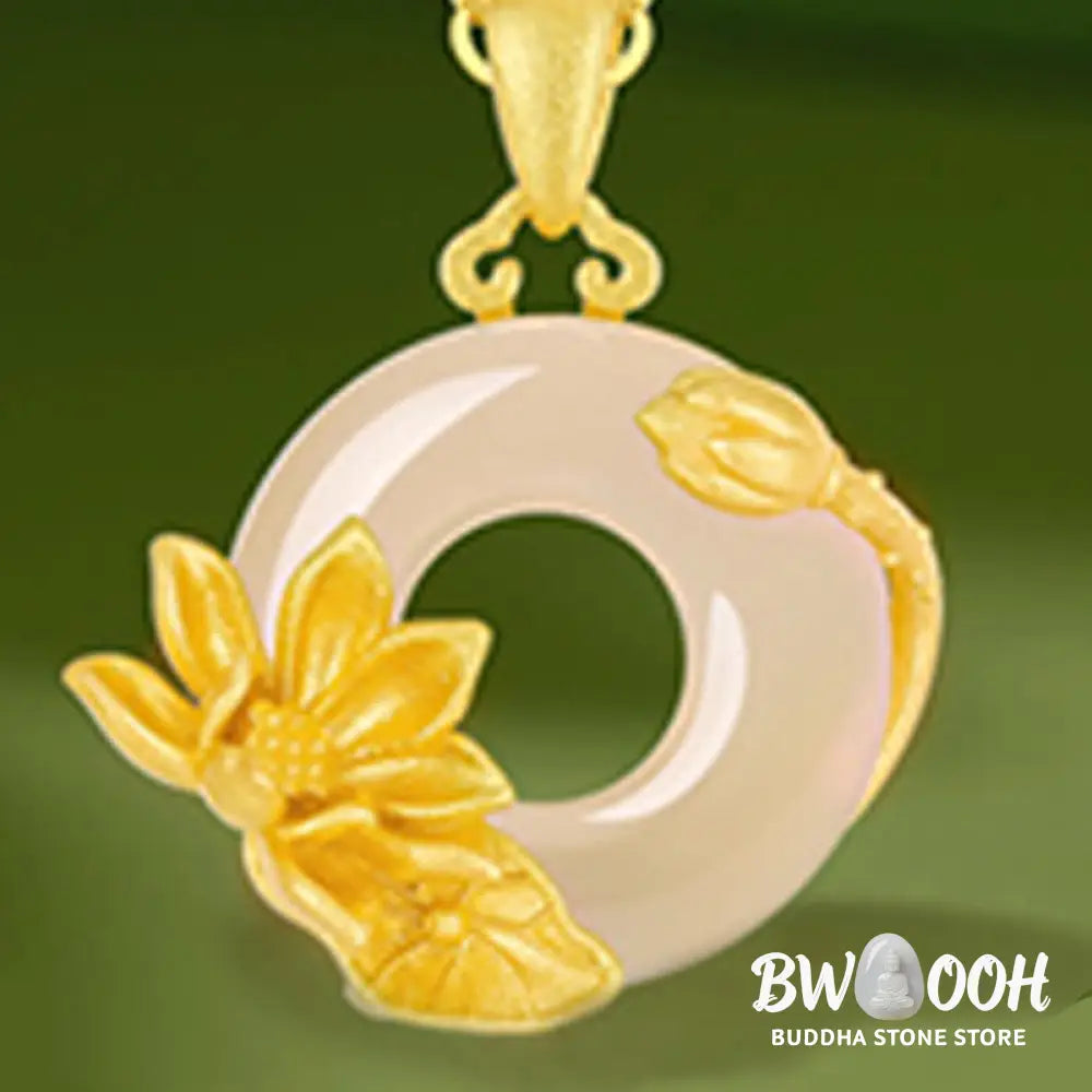 Buddha Stones Chalcedony 925 Sterling Silver Peace Buckle Flowers Necklace Pendant - BWOOOH - Necklaces &amp; Pendants