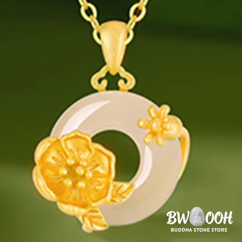 Buddha Stones Chalcedony 925 Sterling Silver Peace Buckle Flowers Necklace Pendant - BWOOOH - Necklaces &amp; Pendants