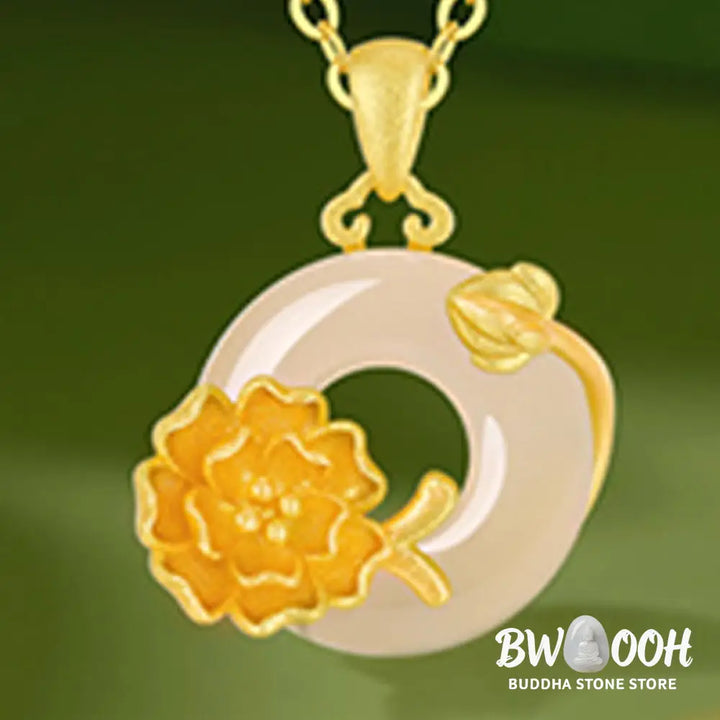 Buddha Stones Chalcedony 925 Sterling Silver Peace Buckle Flowers Necklace Pendant - BWOOOH - Necklaces &amp; Pendants
