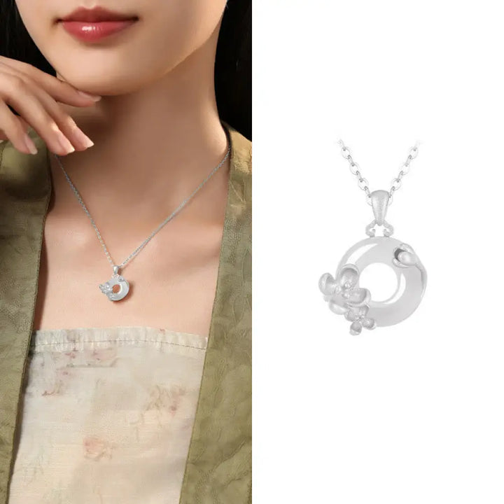Buddha Stones Chalcedony 925 Sterling Silver Peace Buckle Flowers Necklace Pendant - BWOOOH - Osmanthus / 925 Sterling