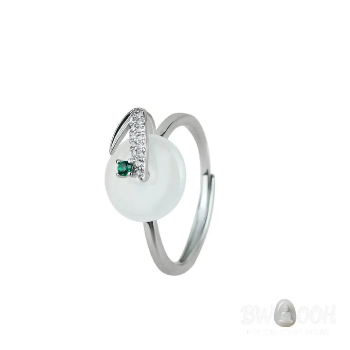 Buddha Stones Chalcedony Bamboo Leaf Pattern Positive Adjustable Ring - 44-46.5mm(Adjustable) - Ring