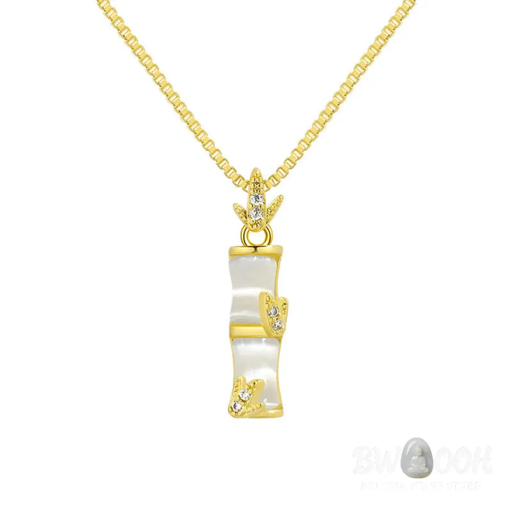 Buddha Stones Chalcedony Bamboo Pattern Harmony Necklace Pendant - BWOOOH - Necklaces &amp; Pendants