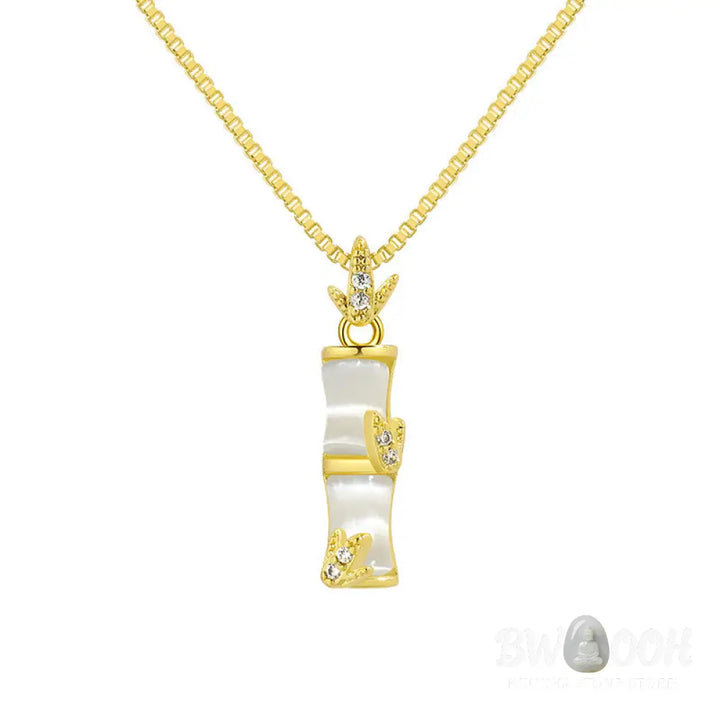 Buddha Stones Chalcedony Bamboo Pattern Harmony Necklace Pendant - BWOOOH - Necklaces &amp; Pendants