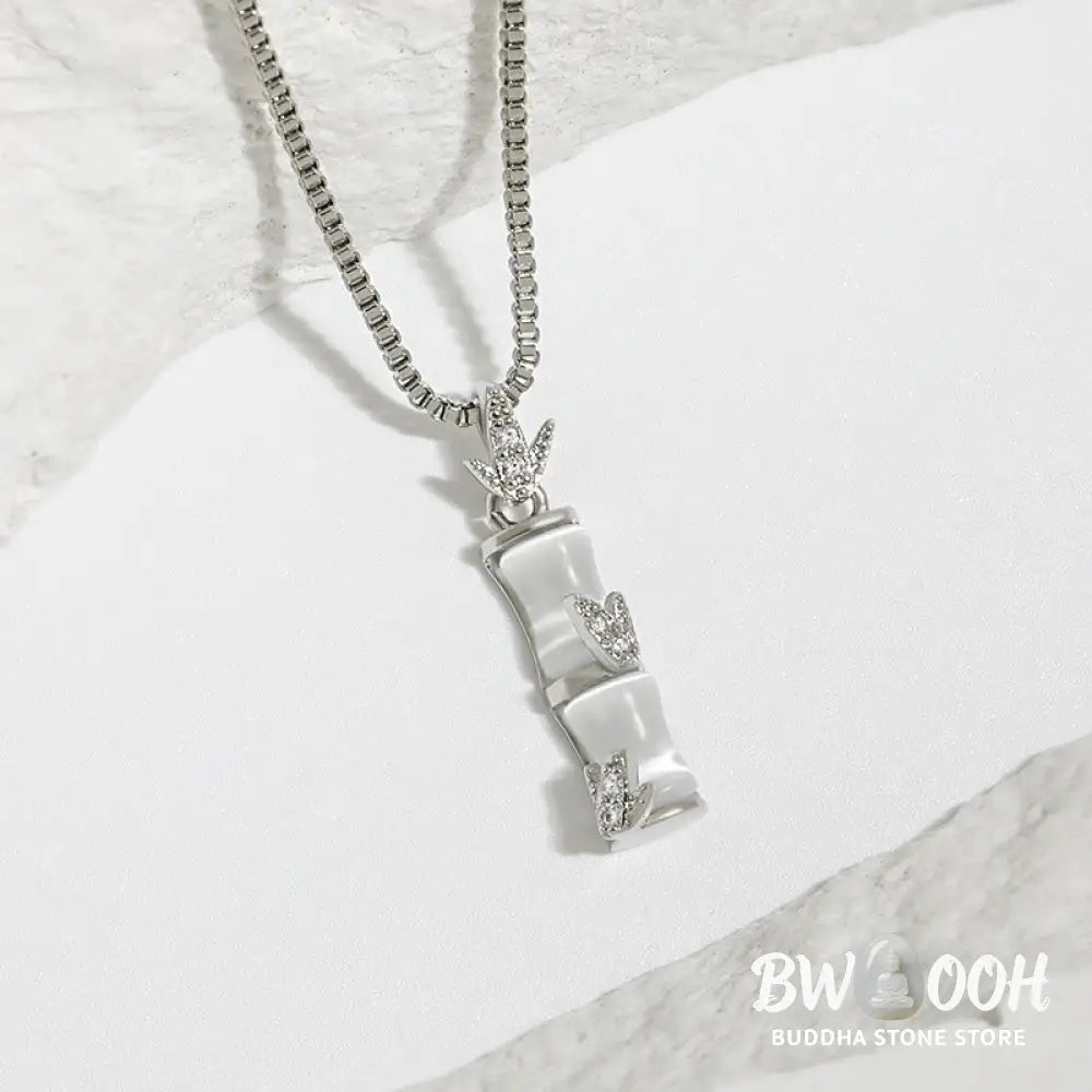 Buddha Stones Chalcedony Bamboo Pattern Harmony Necklace Pendant - BWOOOH - Necklaces &amp; Pendants