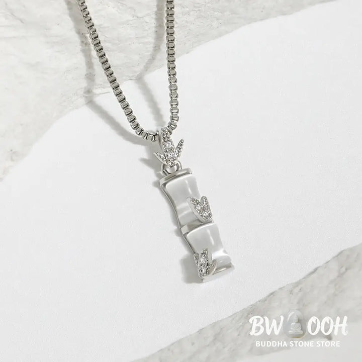 Buddha Stones Chalcedony Bamboo Pattern Harmony Necklace Pendant - BWOOOH - Necklaces &amp; Pendants