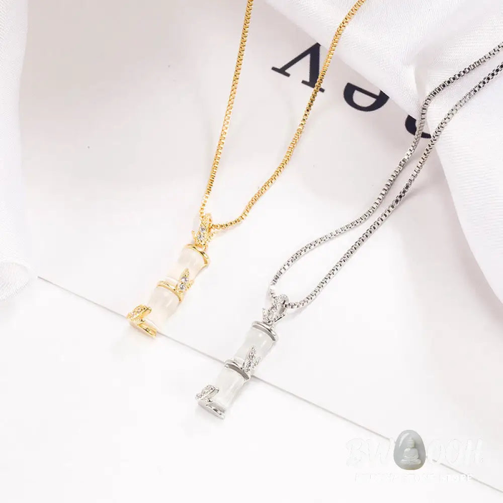 Buddha Stones Chalcedony Bamboo Pattern Harmony Necklace Pendant - BWOOOH - Necklaces &amp; Pendants