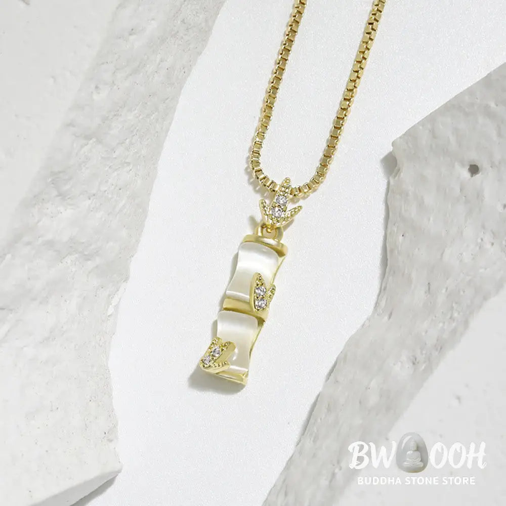 Buddha Stones Chalcedony Bamboo Pattern Harmony Necklace Pendant - BWOOOH - Necklaces &amp; Pendants