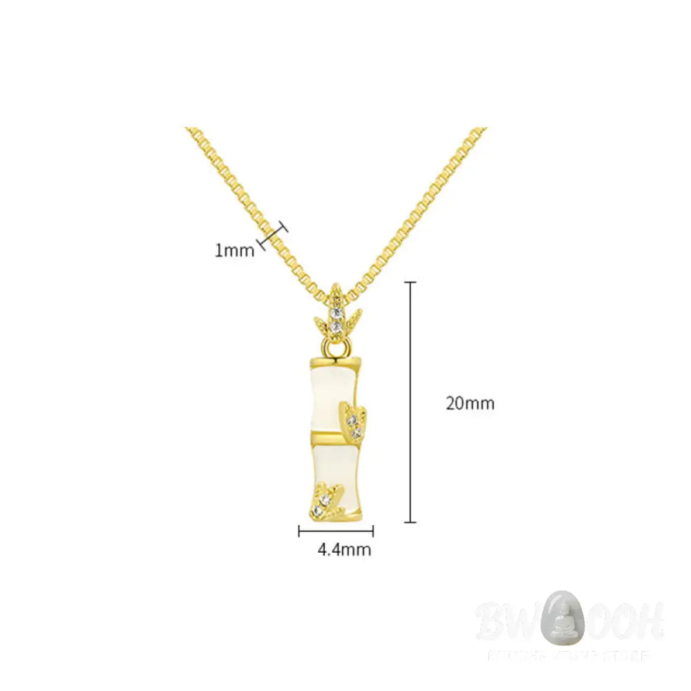 Buddha Stones Chalcedony Bamboo Pattern Harmony Necklace Pendant - BWOOOH - Necklaces &amp; Pendants