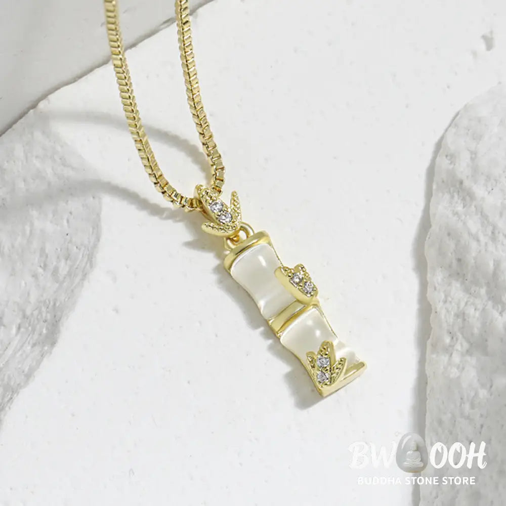 Buddha Stones Chalcedony Bamboo Pattern Harmony Necklace Pendant - BWOOOH - Necklaces &amp; Pendants