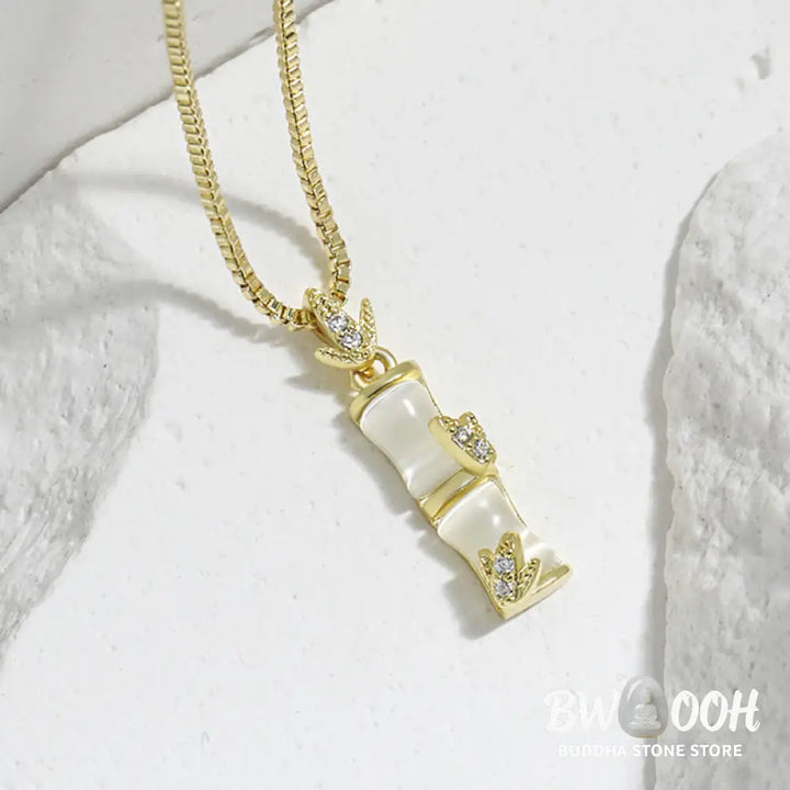 Buddha Stones Chalcedony Bamboo Pattern Harmony Necklace Pendant - BWOOOH - Necklaces &amp; Pendants