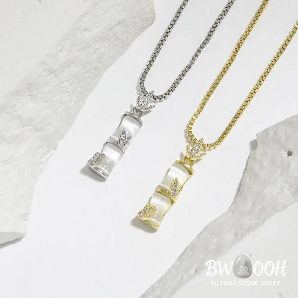 Buddha Stones Chalcedony Bamboo Pattern Harmony Necklace Pendant - BWOOOH - Necklaces &amp; Pendants