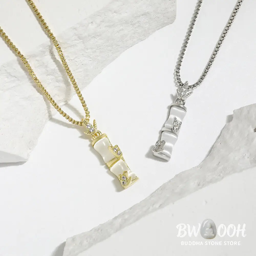 Buddha Stones Chalcedony Bamboo Pattern Harmony Necklace Pendant - BWOOOH - Necklaces &amp; Pendants