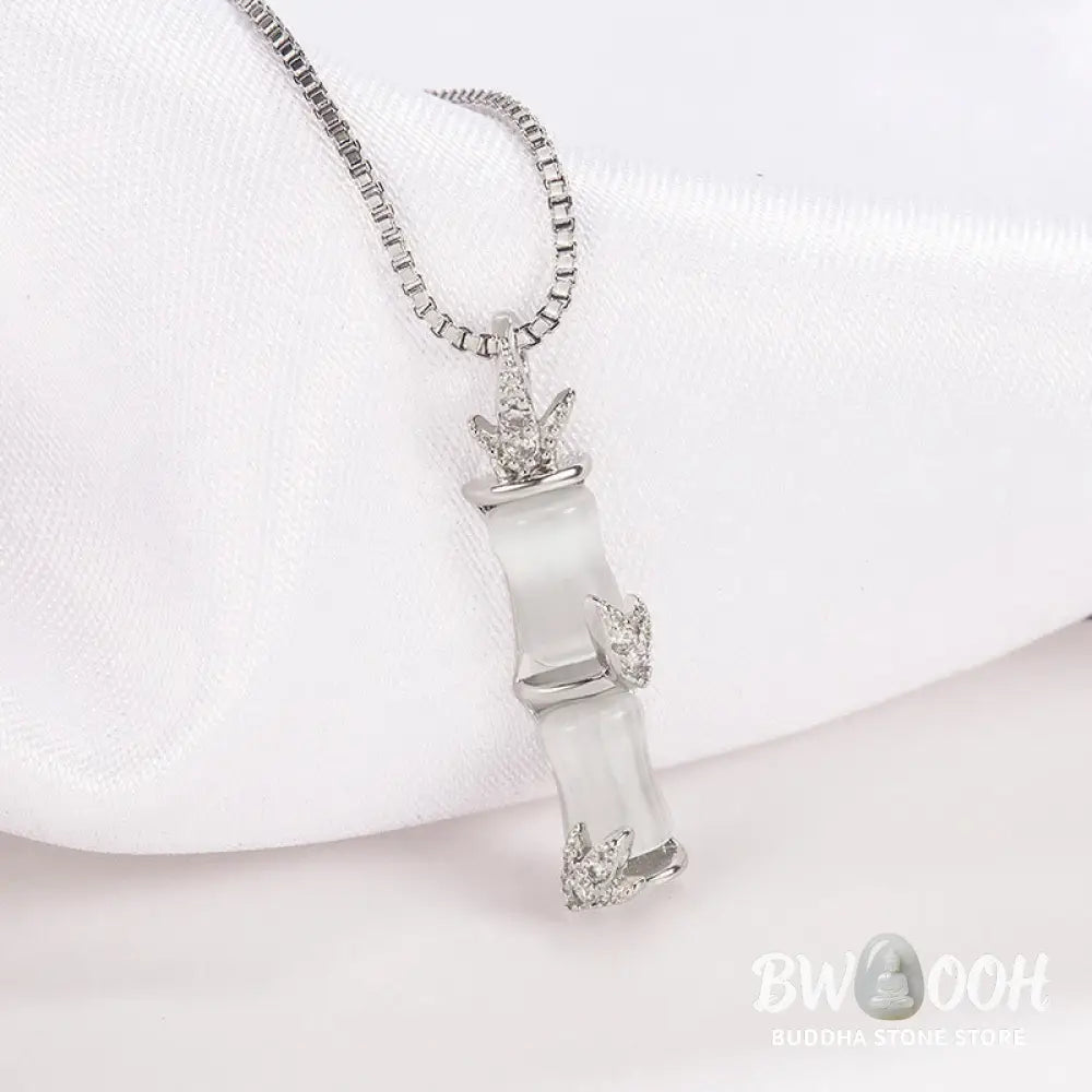 Buddha Stones Chalcedony Bamboo Pattern Harmony Necklace Pendant - BWOOOH - Necklaces &amp; Pendants