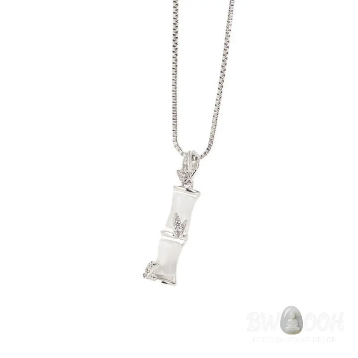 Buddha Stones Chalcedony Bamboo Pattern Harmony Necklace Pendant - BWOOOH - Necklaces &amp; Pendants