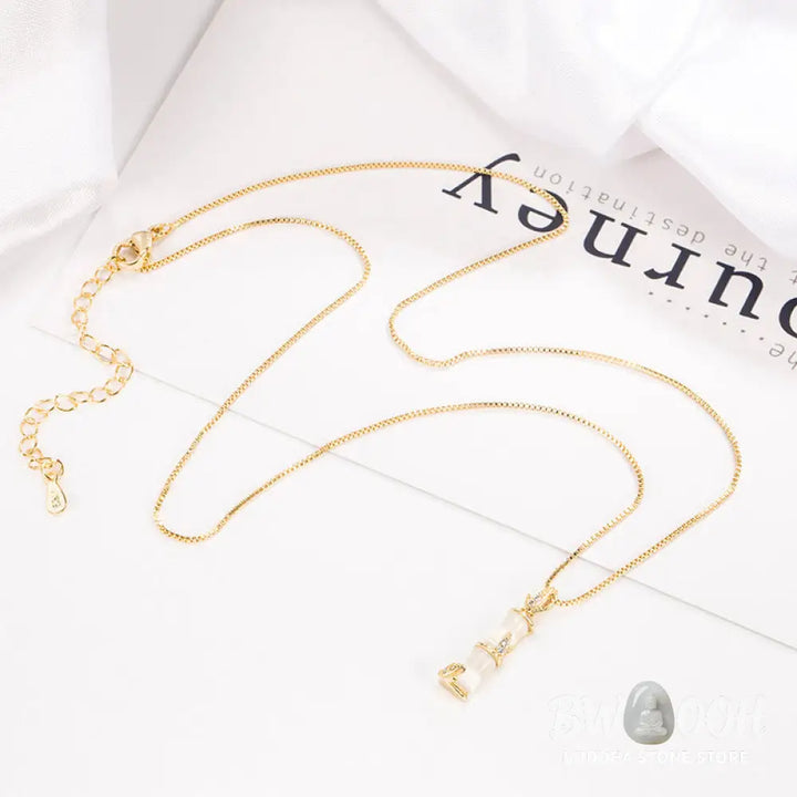 Buddha Stones Chalcedony Bamboo Pattern Harmony Necklace Pendant - BWOOOH - Necklaces &amp; Pendants