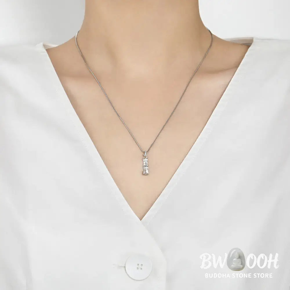 Buddha Stones Chalcedony Bamboo Pattern Harmony Necklace Pendant - BWOOOH - Necklaces &amp; Pendants