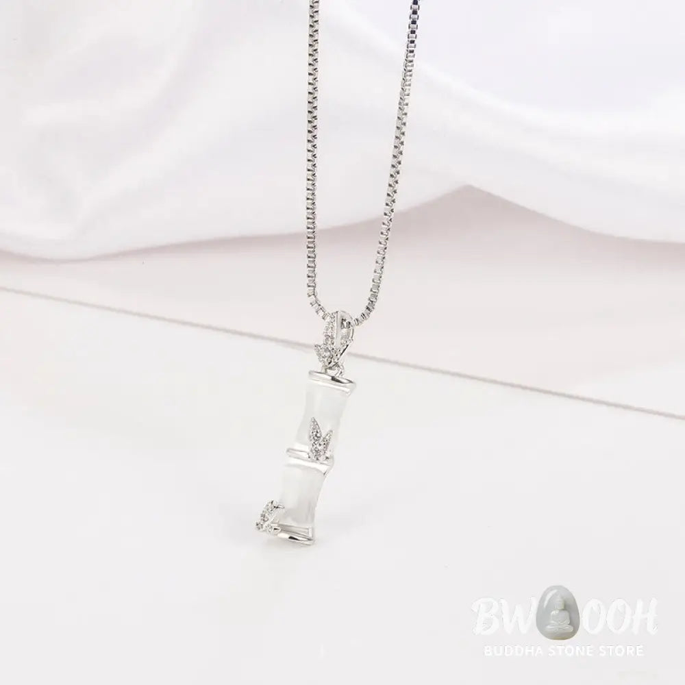 Buddha Stones Chalcedony Bamboo Pattern Harmony Necklace Pendant - BWOOOH - Necklaces &amp; Pendants