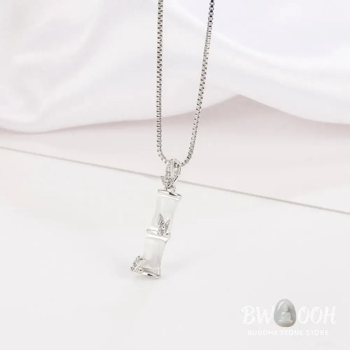 Buddha Stones Chalcedony Bamboo Pattern Harmony Necklace Pendant - BWOOOH - Necklaces &amp; Pendants