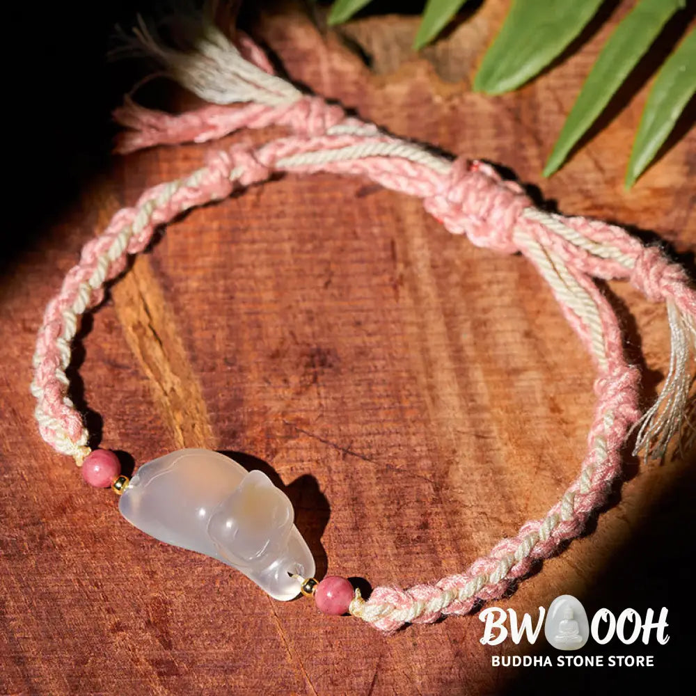 Buddha Stones Chalcedony Cat Positive Harmony Bracelet - Chalcedony Cat(Wrist Circumference: 17-18cm) - Bracelet