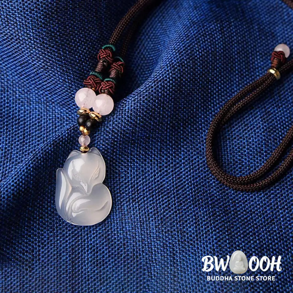 Buddha Stones Chalcedony Fox Pink Crystal Bead Harmony String Necklace Pendant - BWOOOH - Chalcedony(Positive♥Harmony)