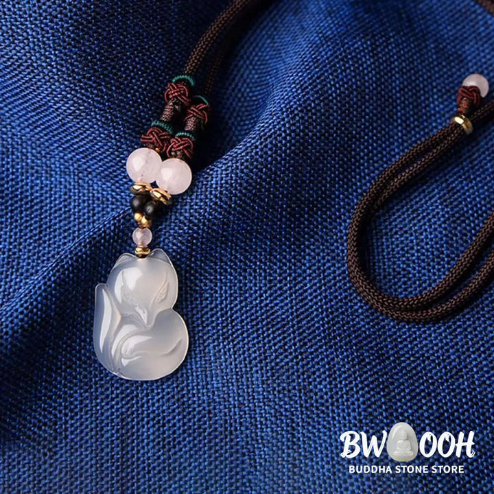 Buddha Stones Chalcedony Fox Pink Crystal Bead Harmony String Necklace Pendant - BWOOOH - Chalcedony(Positive♥Harmony)
