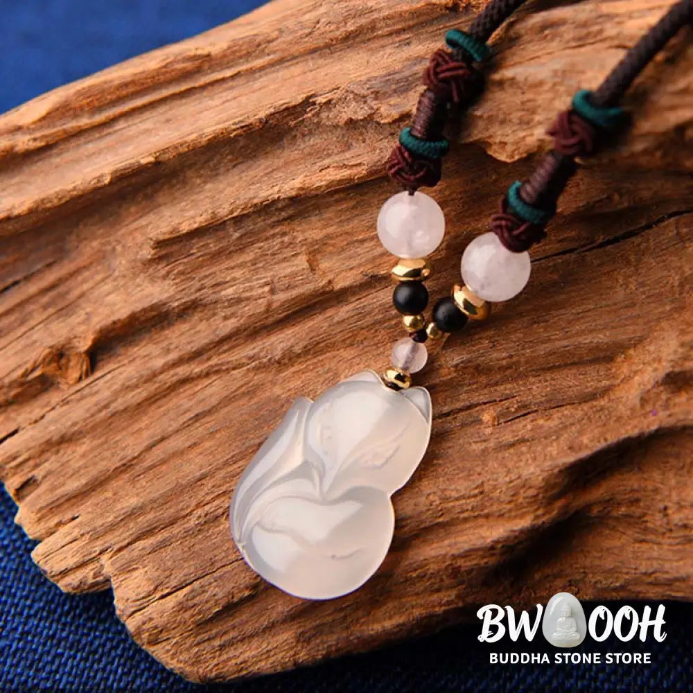 Buddha Stones Chalcedony Fox Pink Crystal Bead Harmony String Necklace Pendant - BWOOOH - Chalcedony(Positive♥Harmony)