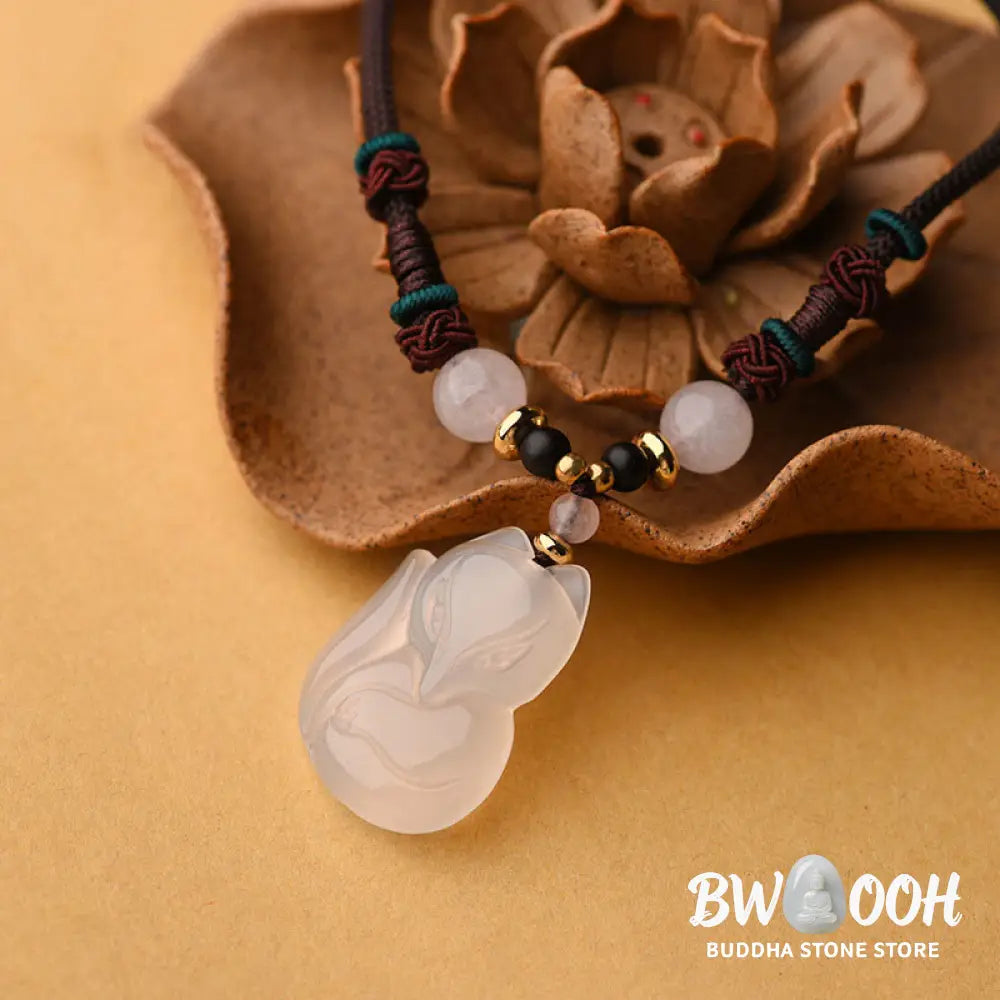 Buddha Stones Chalcedony Fox Pink Crystal Bead Harmony String Necklace Pendant - BWOOOH - Chalcedony(Positive♥Harmony)