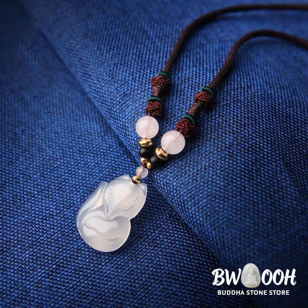 Buddha Stones Chalcedony Fox Pink Crystal Bead Harmony String Necklace Pendant - BWOOOH - Chalcedony(Positive♥Harmony)