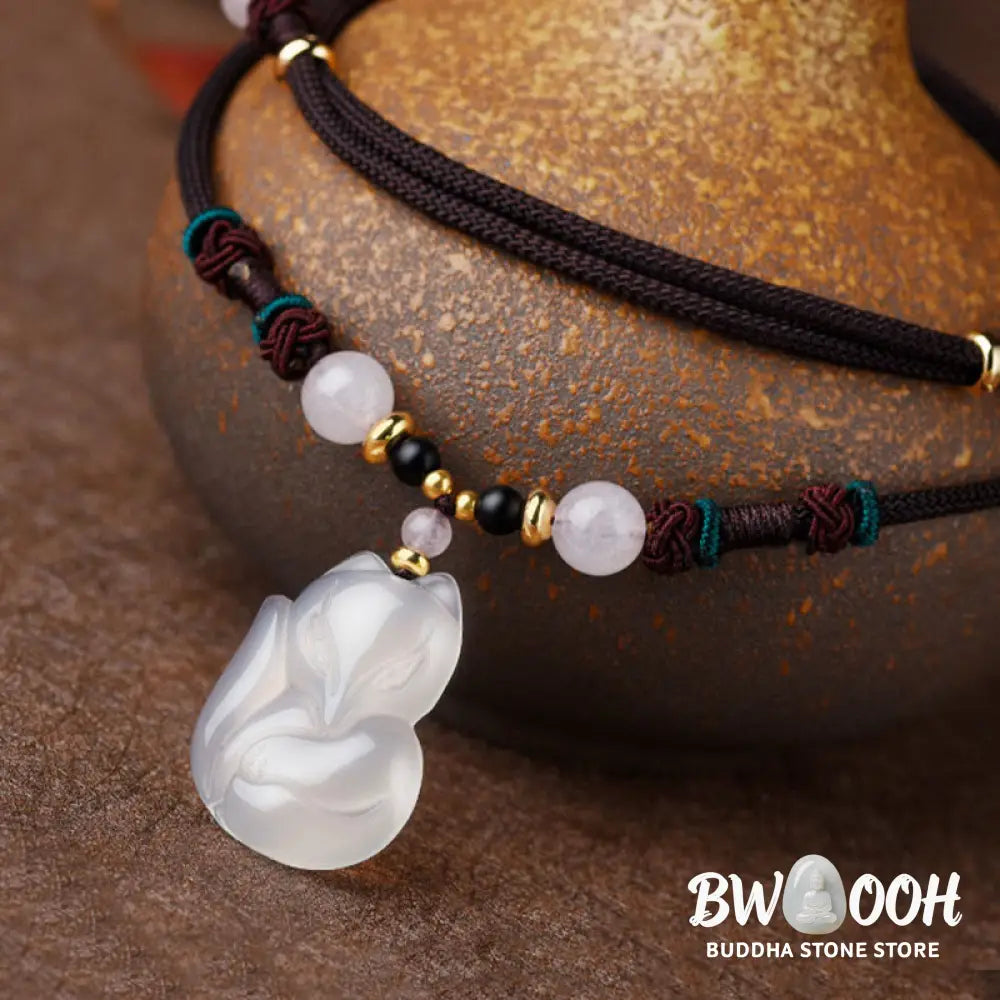 Buddha Stones Chalcedony Fox Pink Crystal Bead Harmony String Necklace Pendant - BWOOOH - Chalcedony(Positive♥Harmony)