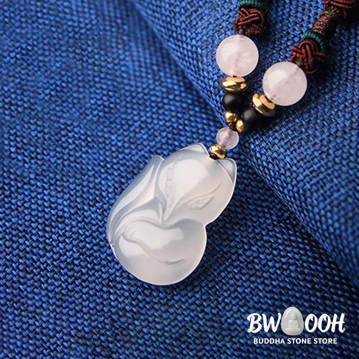Buddha Stones Chalcedony Fox Pink Crystal Bead Harmony String Necklace Pendant - BWOOOH - Chalcedony(Positive♥Harmony)