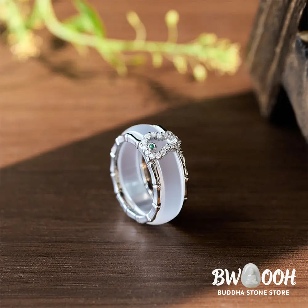Buddha Stones Chalcedony Gourd Flower Harmony Ring - Ring