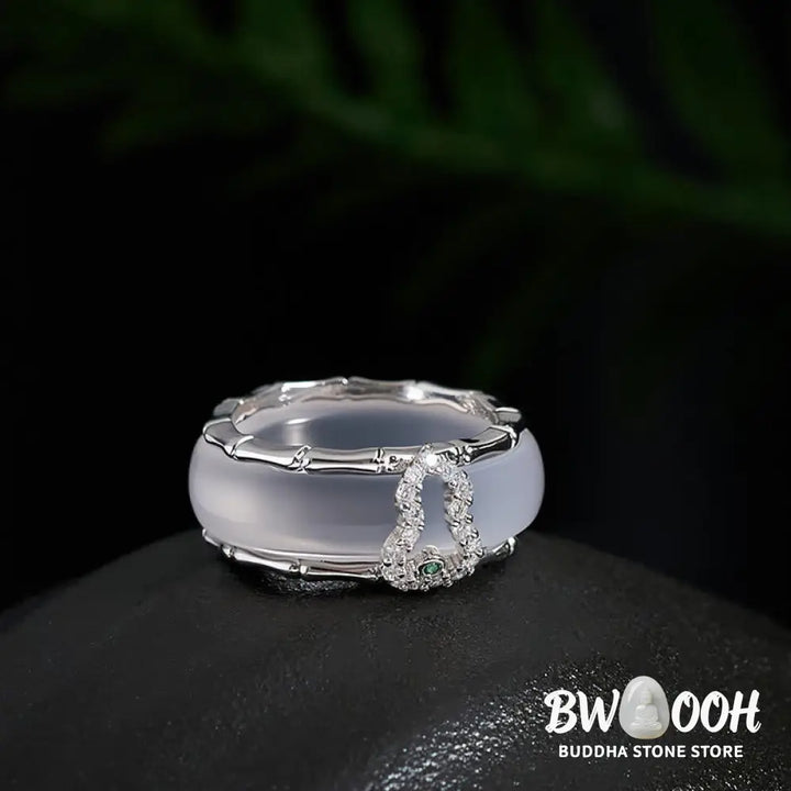 Buddha Stones Chalcedony Gourd Flower Harmony Ring - Ring