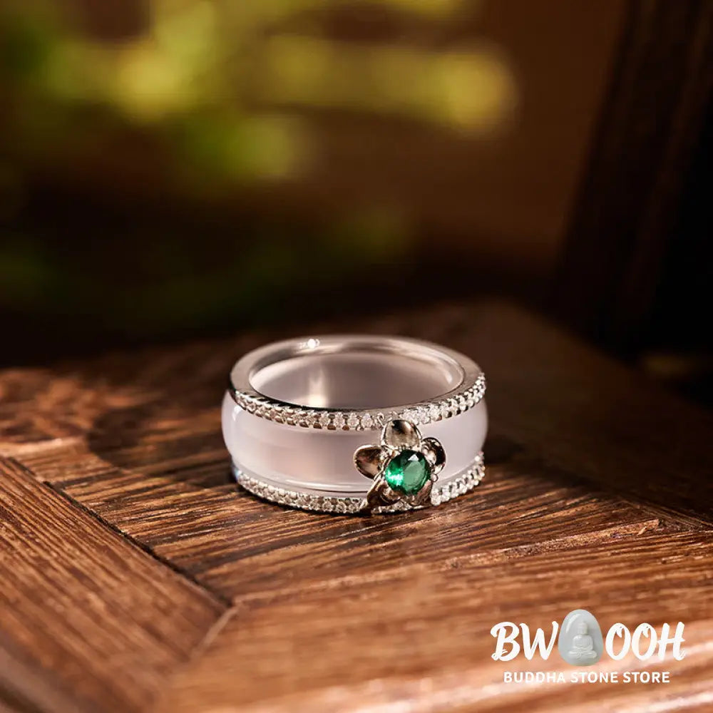 Buddha Stones Chalcedony Gourd Flower Harmony Ring - Ring