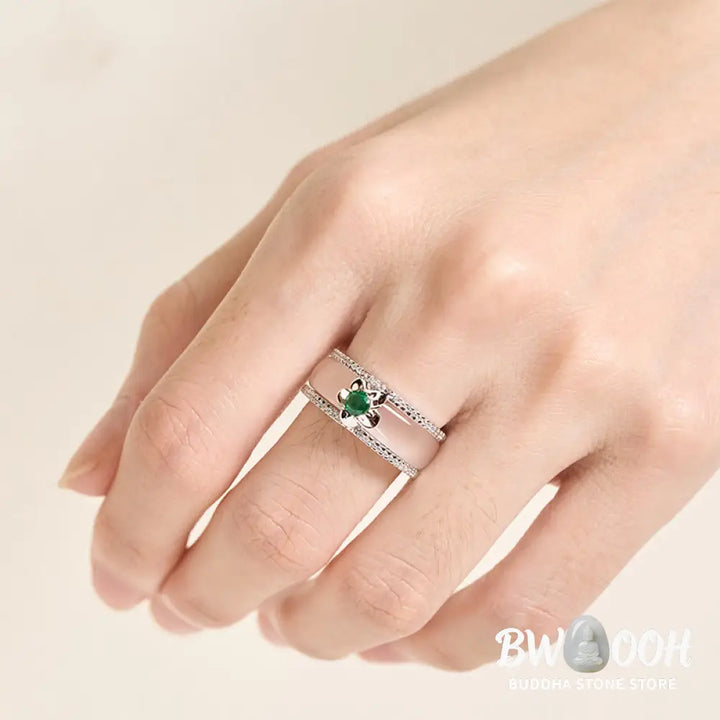 Buddha Stones Chalcedony Gourd Flower Harmony Ring - Ring