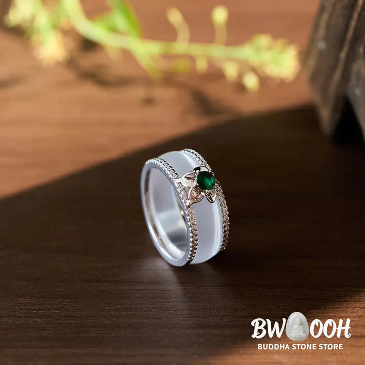 Buddha Stones Chalcedony Gourd Flower Harmony Ring - Ring