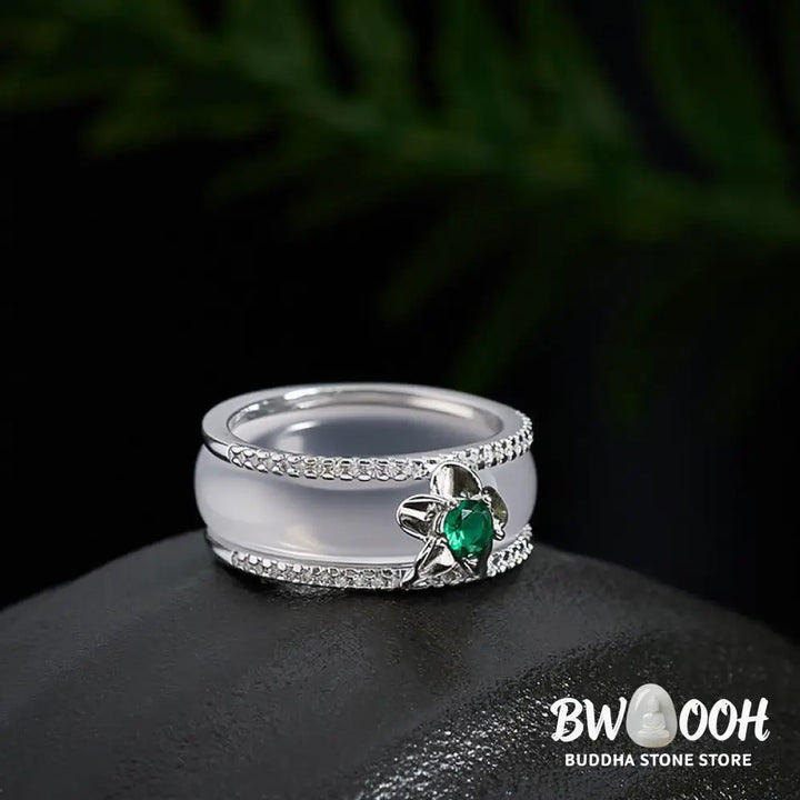 Buddha Stones Chalcedony Gourd Flower Harmony Ring - Ring