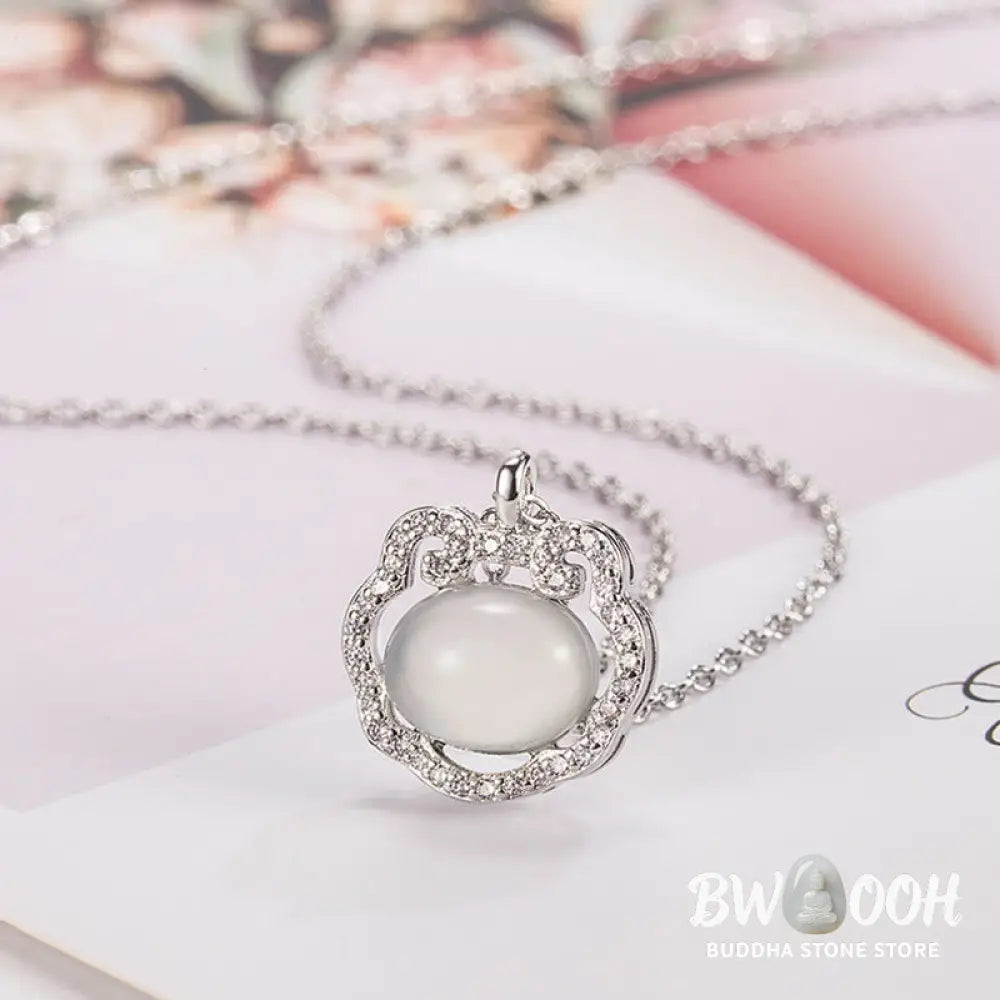 Buddha Stones Chalcedony Lock of Good Wishes Positive Necklace Pendant - BWOOOH - Necklaces &amp; Pendants